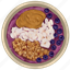 smoothie bowl, purple acai bowl, granola, coconut, blueberries, acai bowl, diet 