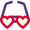 heart, glasses, style, accessories