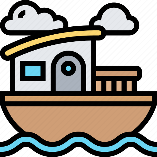 Houseboat, cottage, floating, travel, lake icon - Download on Iconfinder