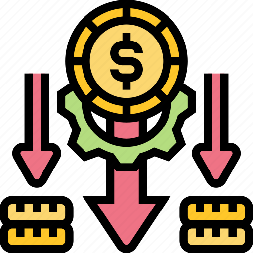 Depreciation, downward, lower, cost, allocating icon - Download on Iconfinder