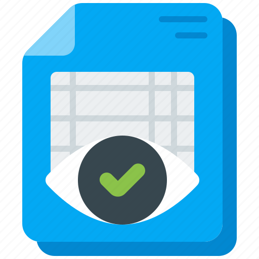 Audit, accounting, spreadsheet, search, eye, documents, report icon - Download on Iconfinder