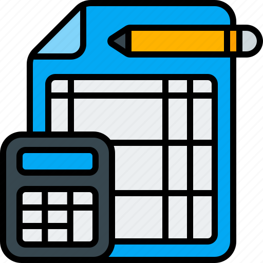 Bookkeeping, accounting, spreadsheet, calculator, document, report, finance icon - Download on Iconfinder