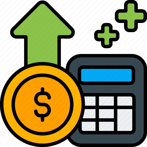 Profit, accounting, coin, calculator, money, revenue, finance icon - Download on Iconfinder
