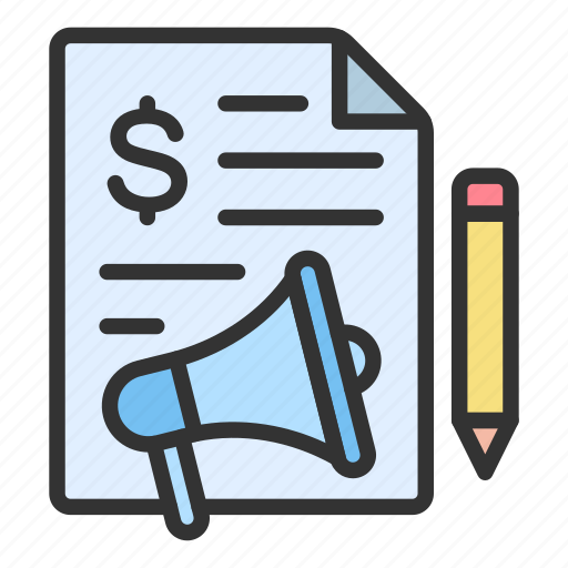 Marketing budget, mouthpiece, pencil, paper icon - Download on Iconfinder