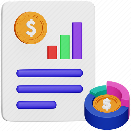 Accounting, report, document, finance, money, chart, analytics 3D illustration - Download on Iconfinder