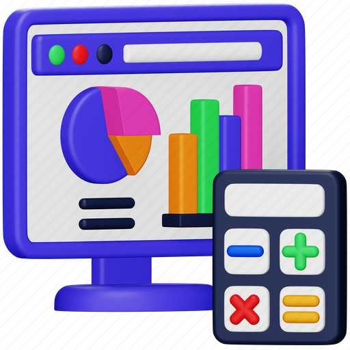 Accounting, software, calculate, finance, business, graph, analytics 3D illustration - Download on Iconfinder