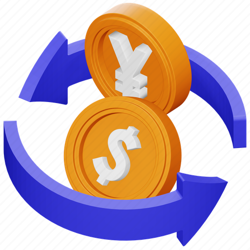 Currency, exchange, accounting, money, dollar, yuan, finance 3D illustration - Download on Iconfinder