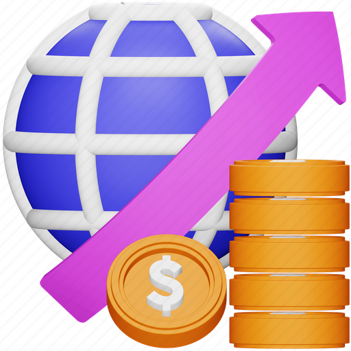 Economy, growth, accounting, money, coins, statistical, econometrics 3D illustration - Download on Iconfinder