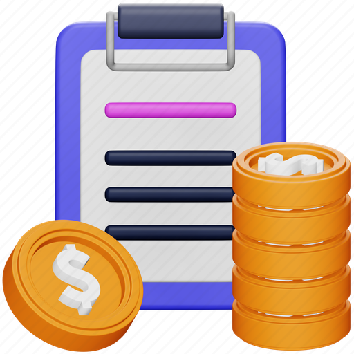 Finance, report, accounting, money, coins, business, asset 3D illustration - Download on Iconfinder