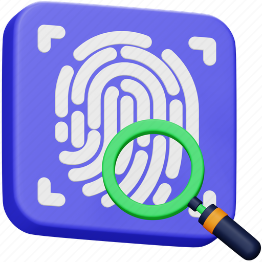 Forensic, accounting, fingerprint, search, crime, identity, thumb scan 3D illustration - Download on Iconfinder