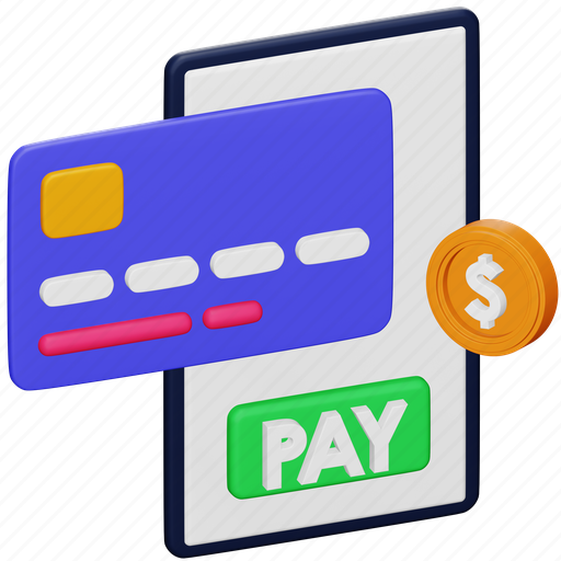Accounting, online banking, pay, credit card, money, transaction, smartphone 3D illustration - Download on Iconfinder