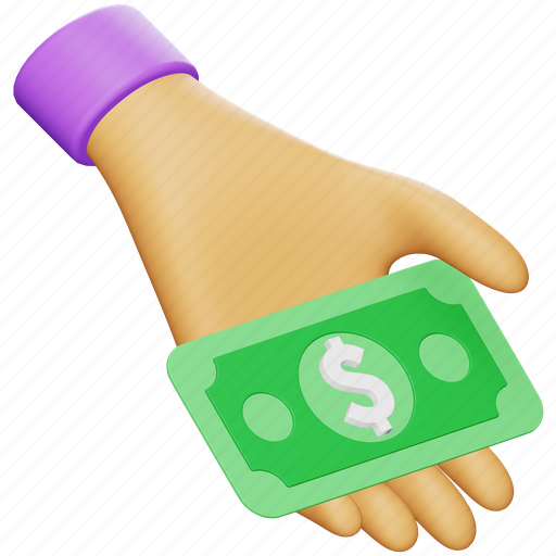 Payment, accounting, dollar, money, cash, buy, hand 3D illustration - Download on Iconfinder