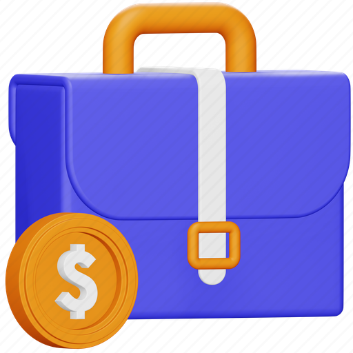 Portfolio, accounting, money, bag, business, finance, briefcase 3D illustration - Download on Iconfinder