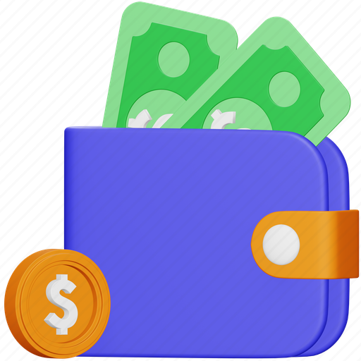 Wallet, accounting, money, cash, payment, balance, finance 3D illustration - Download on Iconfinder