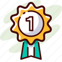 achievement, award, badge, first, place, prize, win