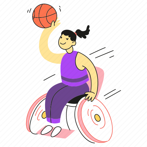 Disabled, activism, disability, wheelchair, basketball, sport, paralympic illustration - Download on Iconfinder