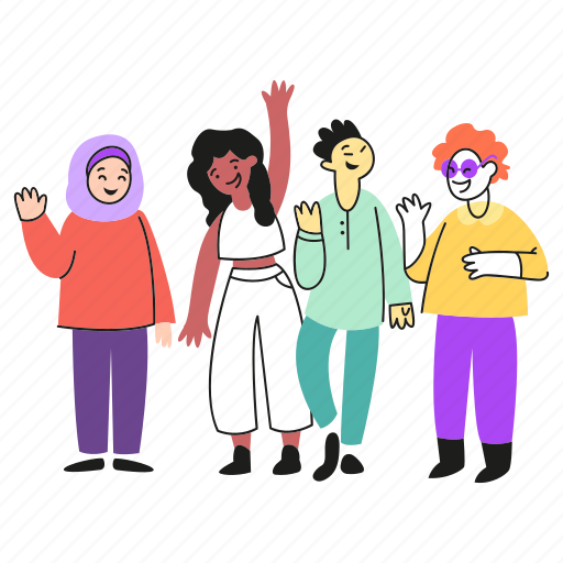 Diversity, unity, activism, people, crowd, team, greet illustration - Download on Iconfinder