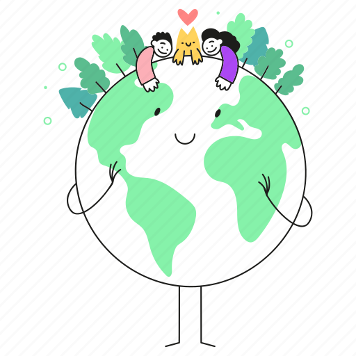 Heart, hug, forest, people, pet, smile, environment illustration - Download on Iconfinder