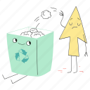 garbage, activism, recycle, throw, toss, paper, arrow, rubbish, trash, can, bin