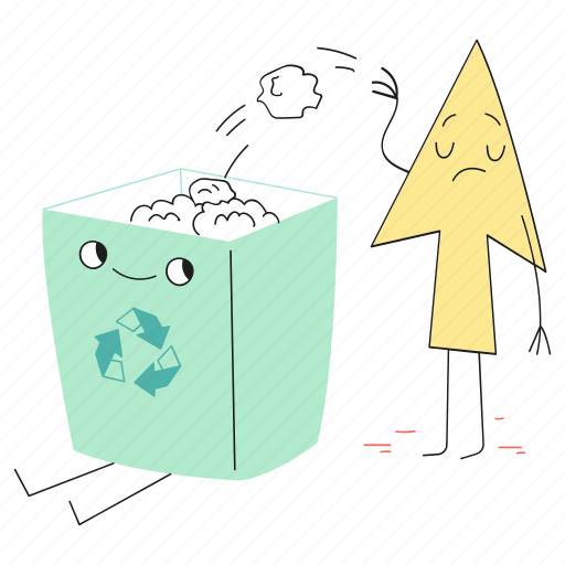 Garbage, activism, recycle, throw, toss, paper, arrow illustration - Download on Iconfinder