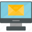 email, communication, envelope, inbox, letter, mail, message, monitor 