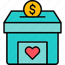 donation, box, charity, support, icon