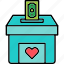donation, box, charity, support, icon, 1 