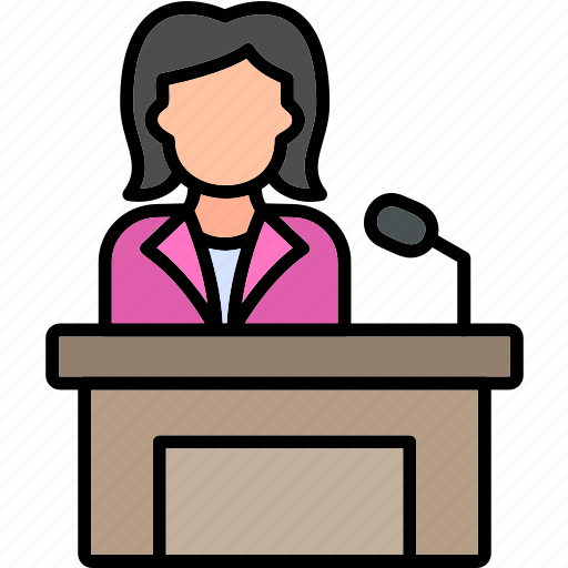 Speech, businesswoman, podium, politician, politics, woman, icon icon - Download on Iconfinder