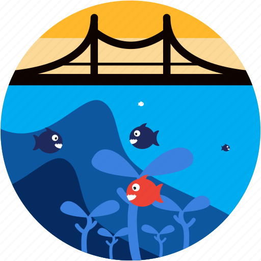 Fishes, bridge, scene, sea, ocean icon - Download on Iconfinder