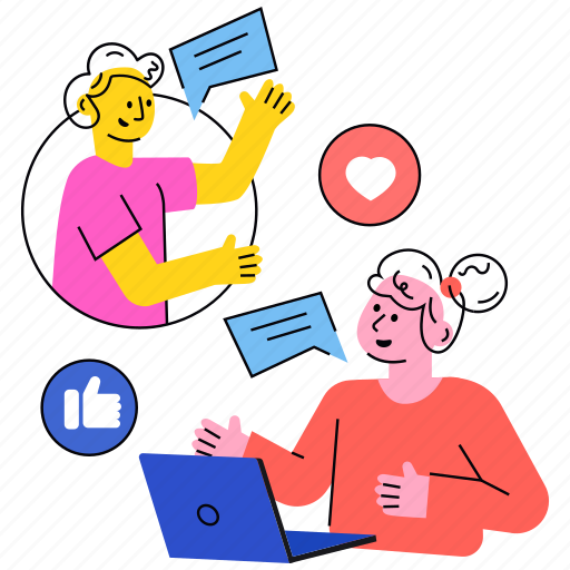Online, chat, bubble, communication illustration - Download on Iconfinder
