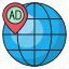 ads, global, location, map, world 