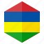 africa, country, design, flag, hexagon, mauritius 