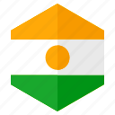 africa, country, design, flag, hexagon, niger