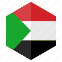 africa, country, design, flag, hexagon, sudan