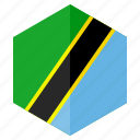 africa, country, design, flag, hexagon, tanzania