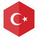 country, design, europe, flag, hexagon, turkey
