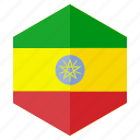 africa, country, design, ethiopia, flag, hexagon