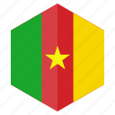 africa, cameroon, country, design, flag, hexagon