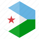 africa, country, design, djibouti, flag, hexagon