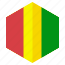 africa, country, design, flag, guinea, hexagon