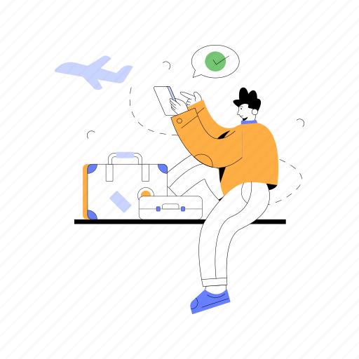 Flight booking, online booking, online reservation, advance booking, flight reservation illustration - Download on Iconfinder