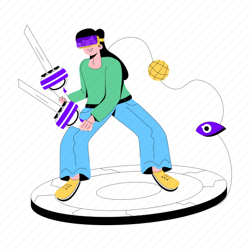 Vr monitoring, vr technology, virtual reality, vr person, vr experience illustration - Download on Iconfinder