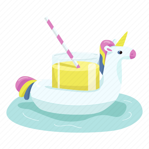 Inflatable, air, mattress, unicorn, citrus cocktail icon - Download on Iconfinder
