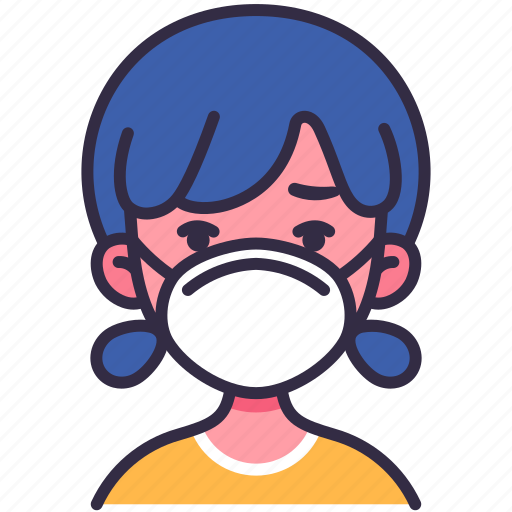 Allergy, fever, flu, girl, kid, mask, protect icon - Download on Iconfinder