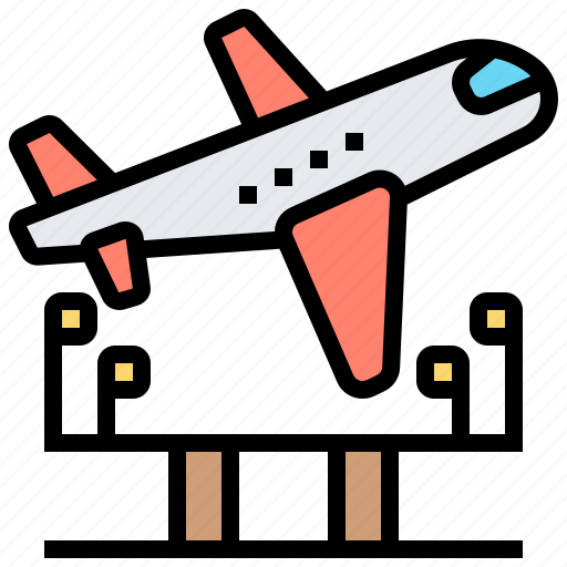 Airborne, airport, plane, runway, takeoff icon - Download on Iconfinder