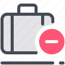bag, baggage, business, delete, luggage, remove, suitcase