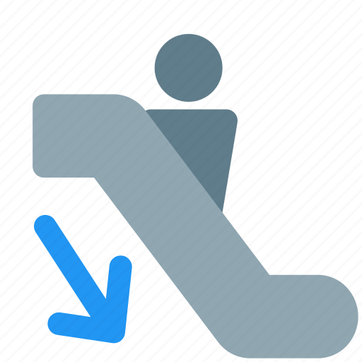 Escalator, down, direction, move, airport icon - Download on Iconfinder