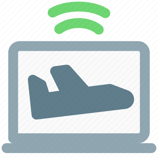 Flight, airport, wifi, laptop, status icon - Download on Iconfinder
