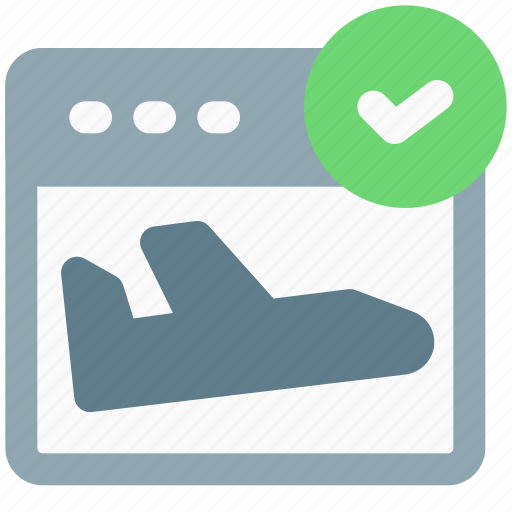 Flight, information, tickmark, verified, status, web browser icon - Download on Iconfinder