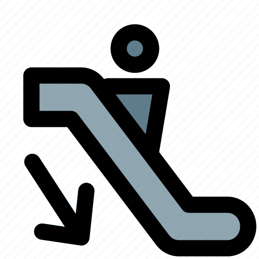 Stairs, down, arrow, escalator, navigation, airport icon - Download on Iconfinder
